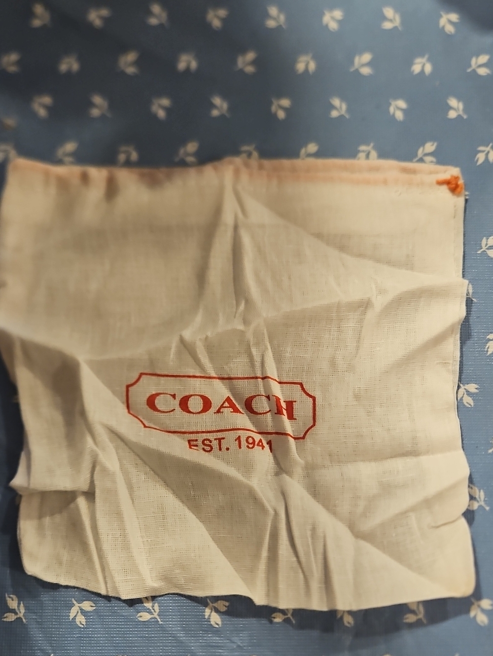 Coach Cream Dust Bag with Orange Logo